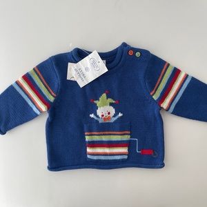 Talbots Kids Blue Striped Jester Jack in a box Pullover Sweater size 6 mos